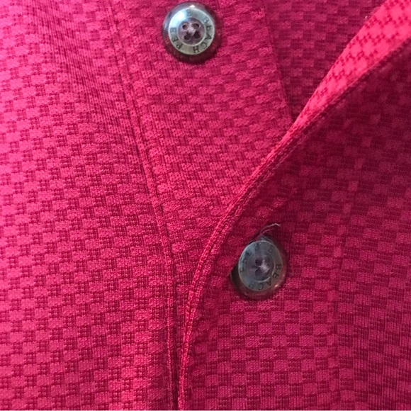 Mens Size XL Pebble Beach Performance Dark Cherry Check Texture Golf Shirt - Picture 4 of 8